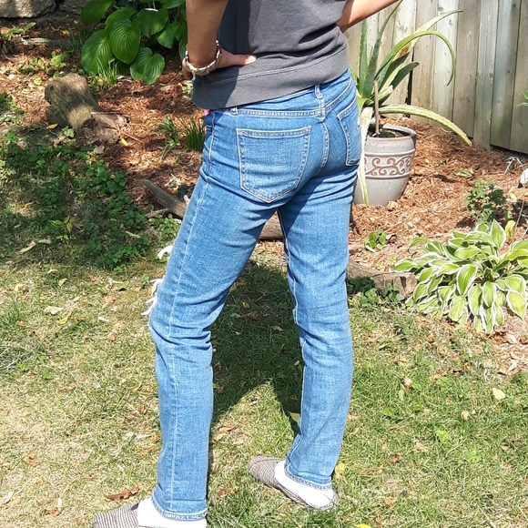 💜 size 26R Gap distressed plaid patched jeans 👖 - Picture 8 of 14